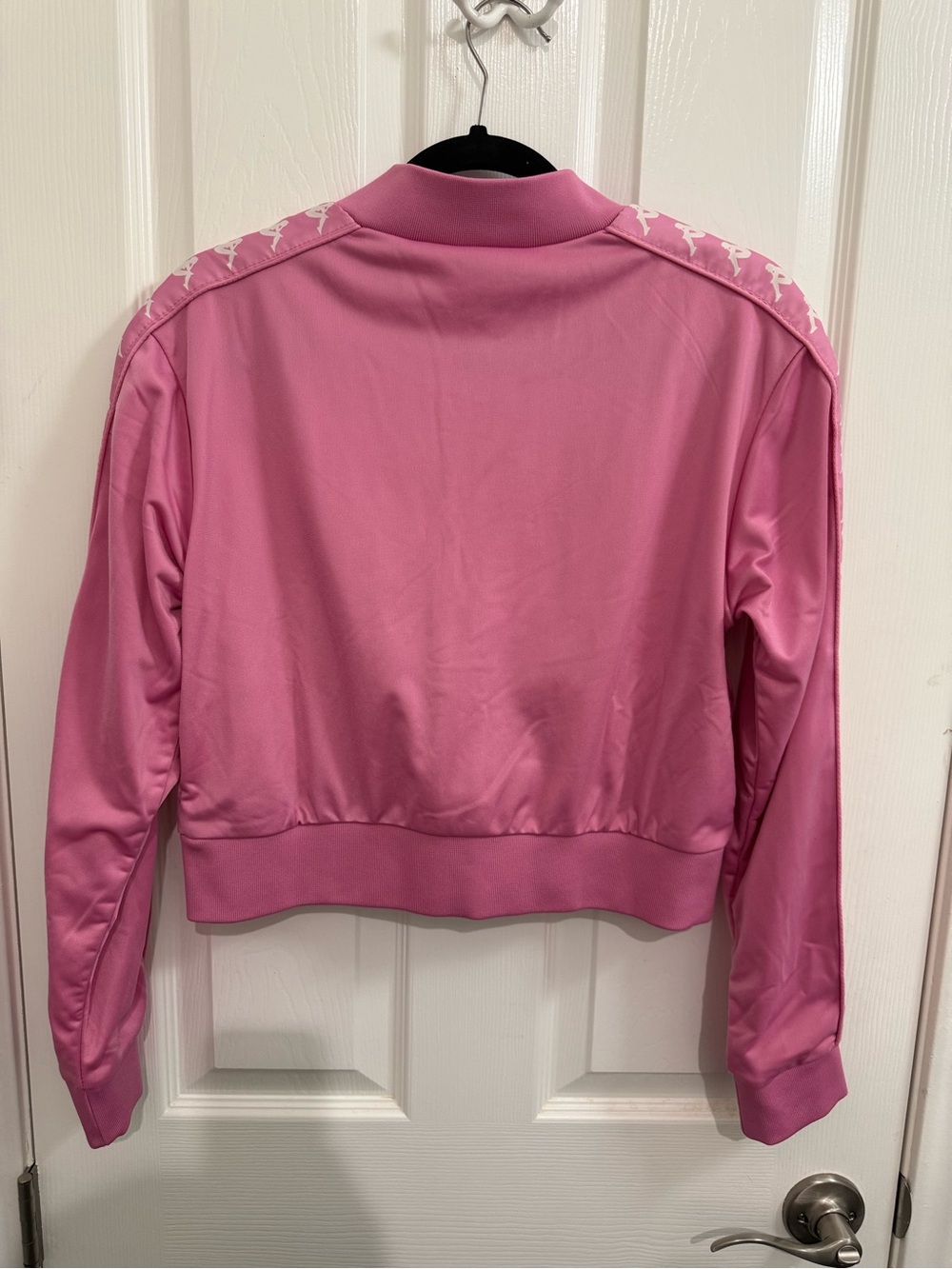 Kappa Pink Cropped Bomber Jacket with Logo Tape - Picture 3 of 4